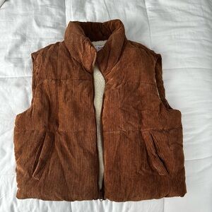 Ci Sono Brown Corduroy Vest with Cream Lining